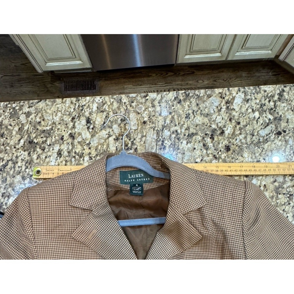 Vintage 90s Lauren Ralph Lauren Houndstooth Safari Field Jacket Blazer Size 4 - Picture 11 of 12